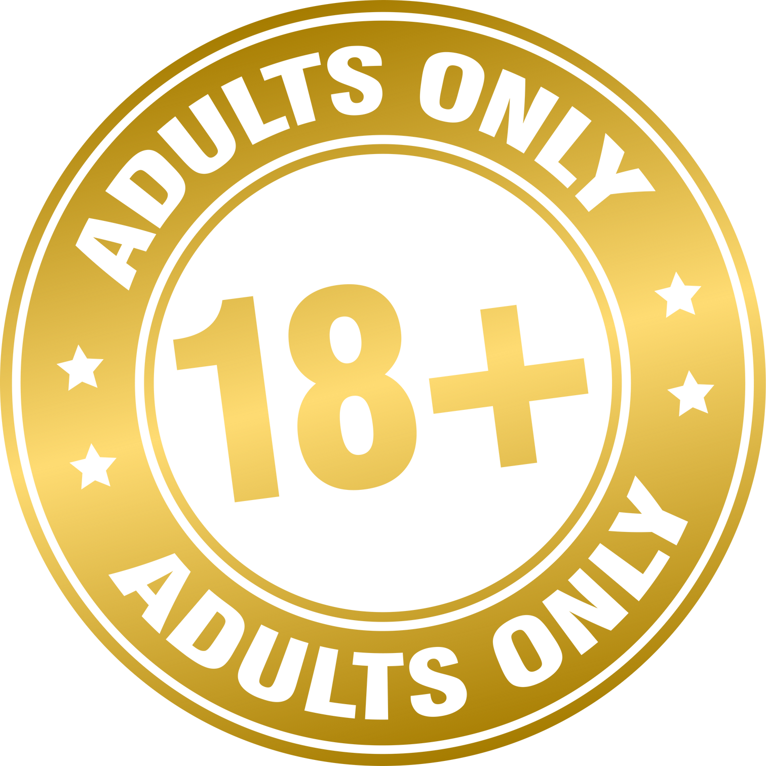 Golden 18+ sign, adults only